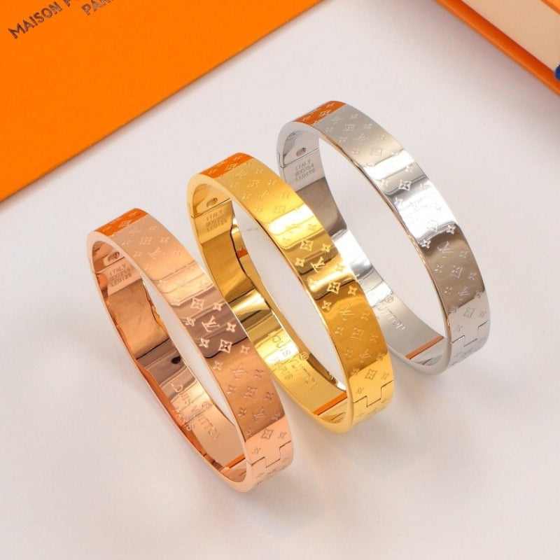 LVB64 Classic Bangle Bracelet 316 Stainless Steel 18K Gold‑Plated Women and Men Jewelry
