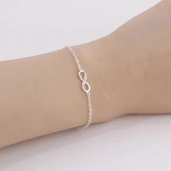 S925 Sterling Silver Minimalist Fashion Elegant Versatile High-End Inlaid Diamond Hand Jewelry