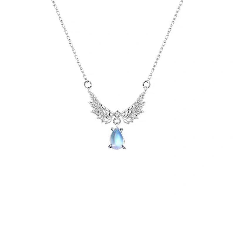 Necklace women's 999 sterling silver fashionable angel wing collarbone chain jewelry
