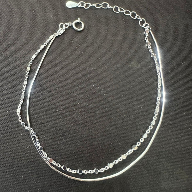 S925 sterling silver double-layer bracelet women's design jewelry