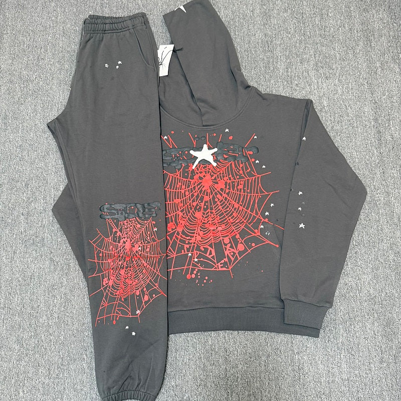 SC02 Men's and women's simple and fashionable looped black carbon gray set clothes