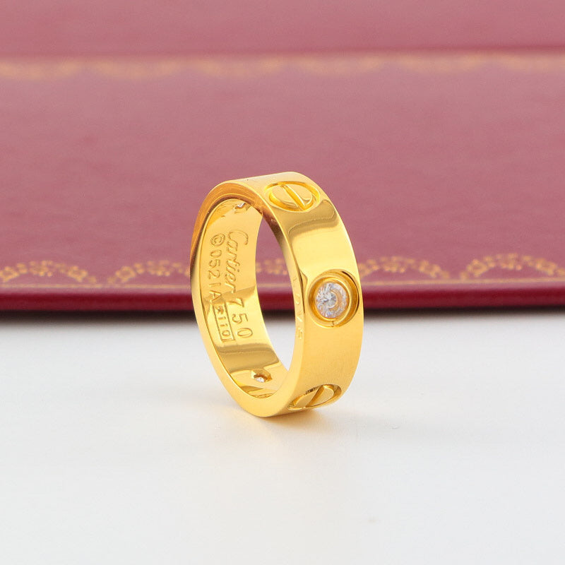 CAR4 Classic Love Ring 316 Stainless Steel 18K Gold‑Plated Unisex Fashion Jewelry for Men Women