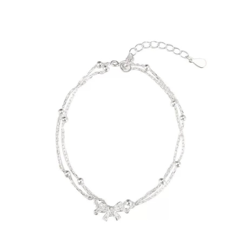 方行双层蝴蝶结手链女s925纯银新款爆款轻奢小众精致高级感手饰品