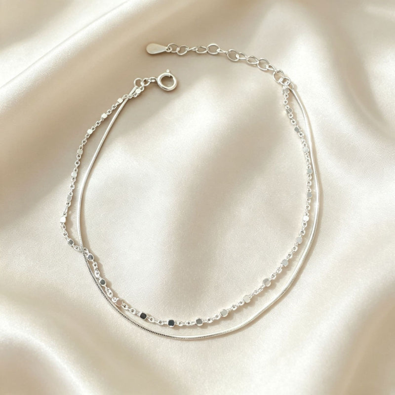 S925 sterling silver double-layer bracelet women's design jewelry