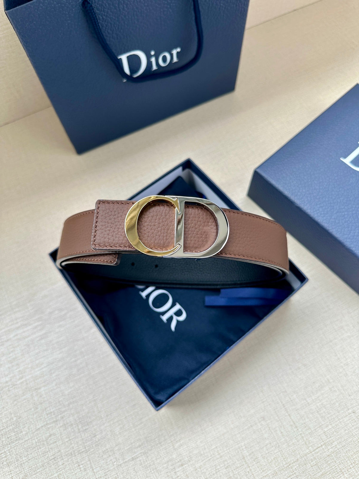 BE3 Men Real Leather Belt 3.5CM with packing