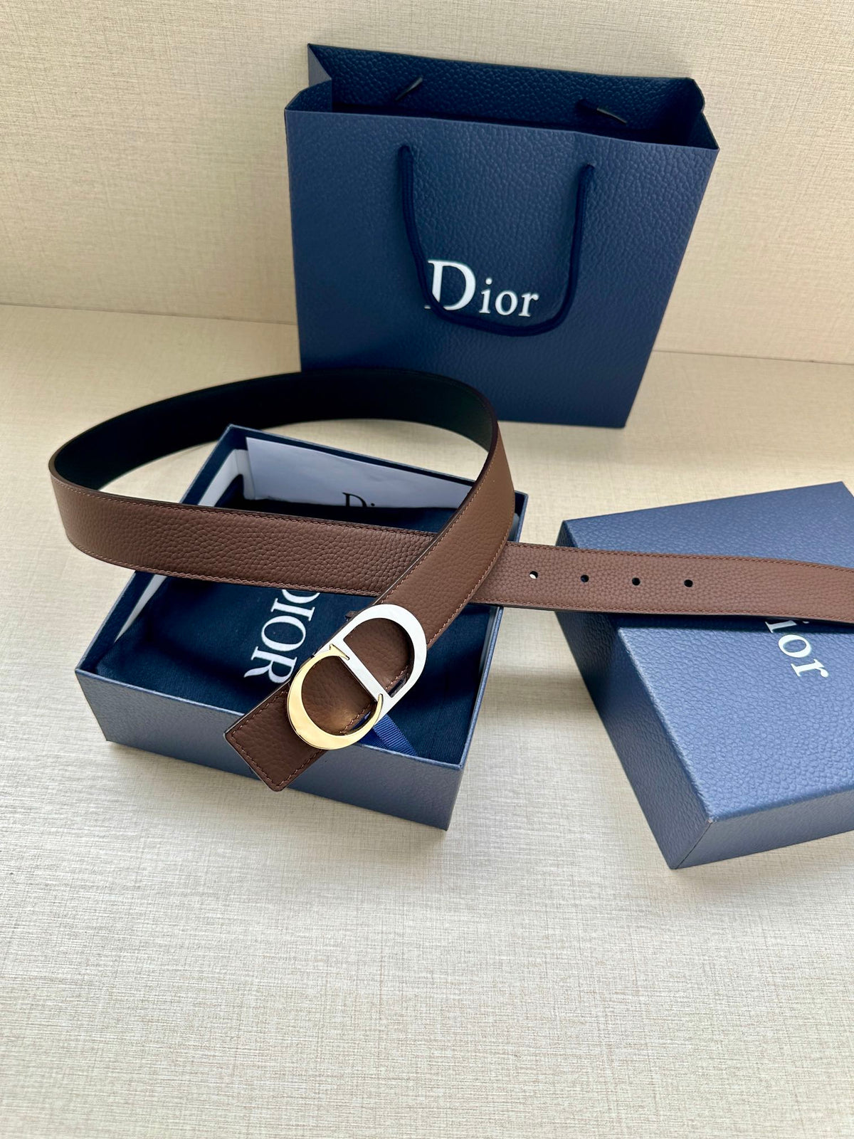 BE3 Men Real Leather Belt 3.5CM with packing