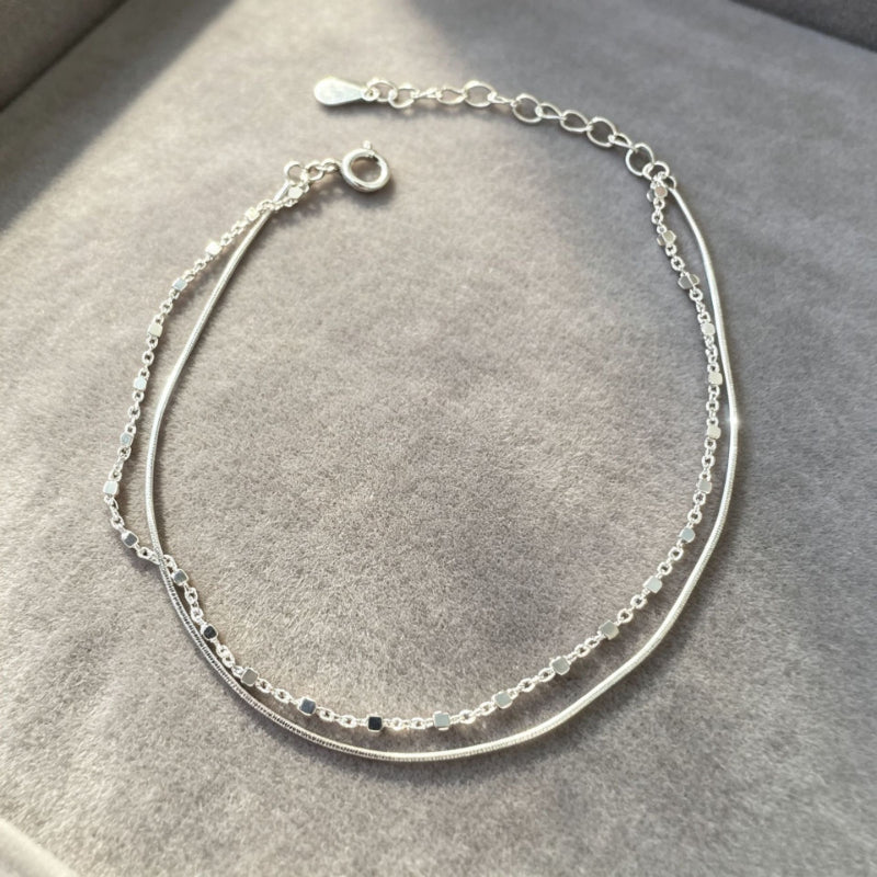 S925 sterling silver double-layer bracelet women's design jewelry