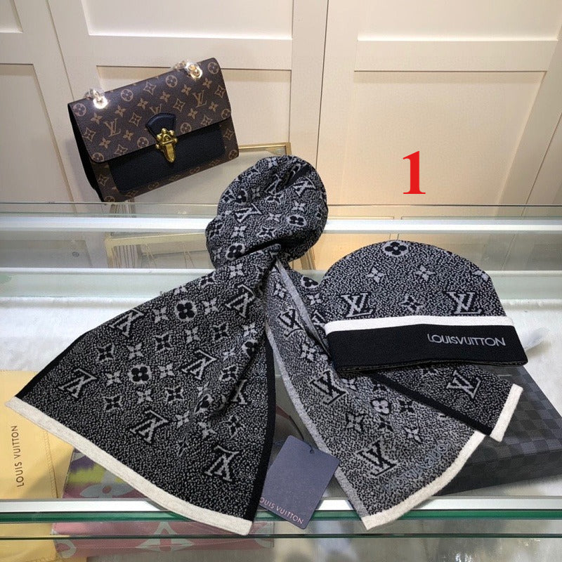 LH6  New Wool & Cashmere Set, Scarf + Hat