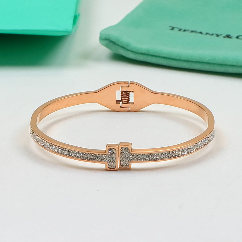 TB5 Classic Bangle Bracelet 316 Stainless Steel 18K Gold‑Plated Women Jewelry