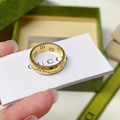 J141 Men And Women Classic Letter Gold-Plated Ring, Fashion Jewelry