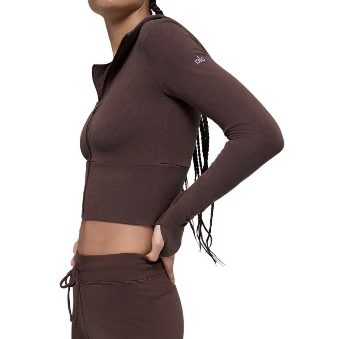 2636 Women Slim Fit Hooded Zip Yoga Set, Flared Pants Autumn Winter Casual Sports Activewear