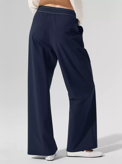 C2 Womens Flowy Woven Stretch Wide‑Leg Yoga Casual Long Pants