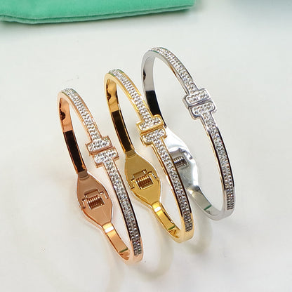 TB5 Classic Bangle Bracelet 316 Stainless Steel 18K Gold‑Plated Women Jewelry