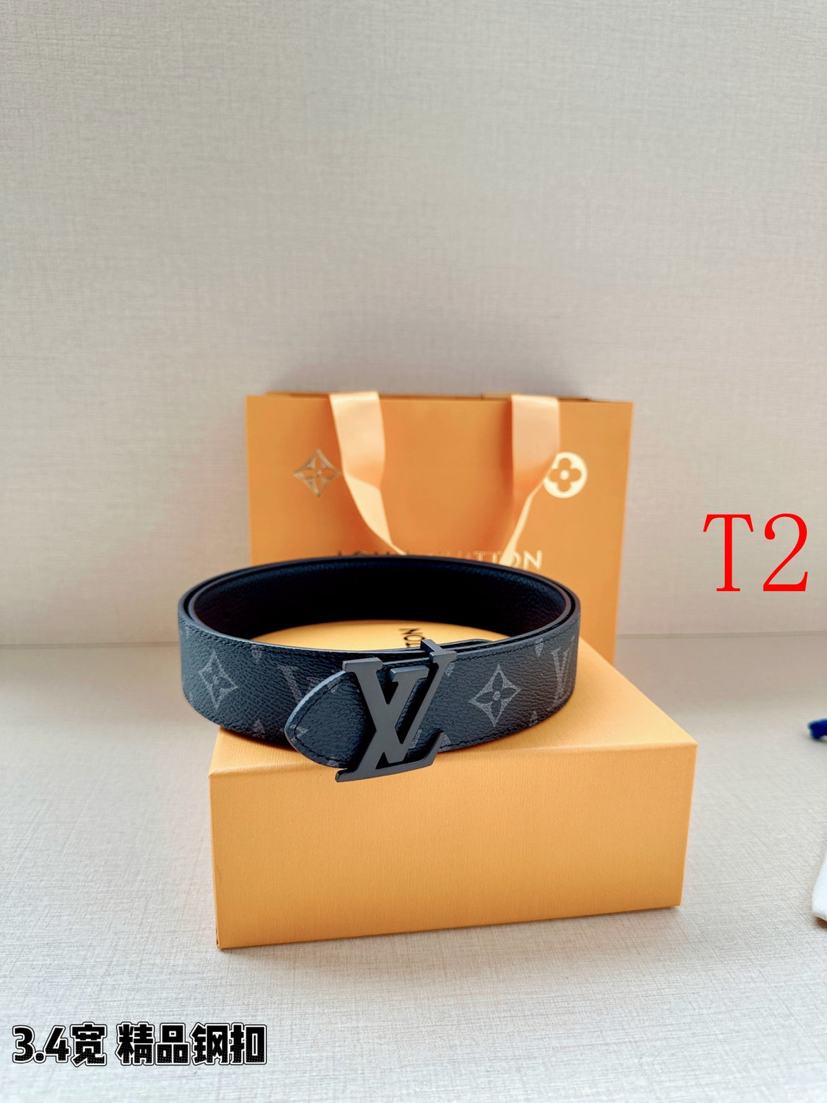BE10 Real Leather Belt 3.4CM with packing