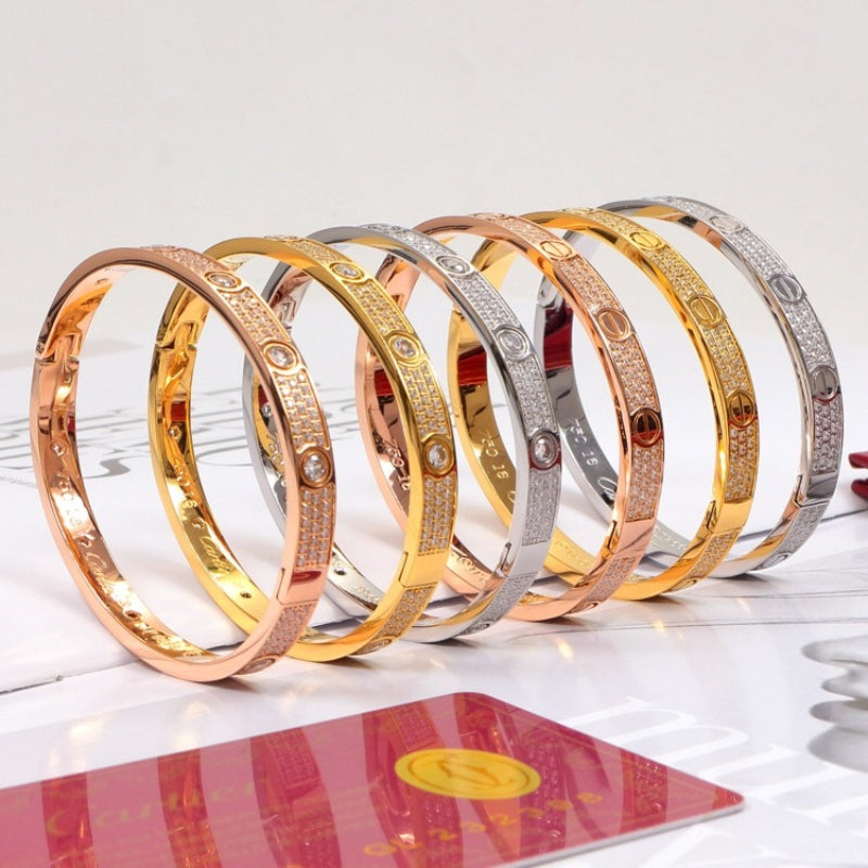 CAB13 Classic Bangle Bracelet 316 Stainless Steel 18K Gold‑Plated Women and Men Jewelry
