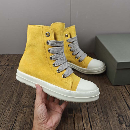 S27 High Top Leather Sneakers for Men Women, Thick Platform Height Increasing Shoes, New Streetwear Casual Shoes