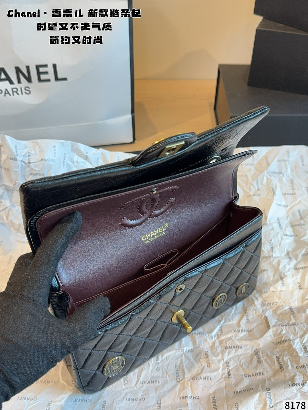 MN1 Fashion Genuine Leather Women's Bag with Box 25*6*16cm