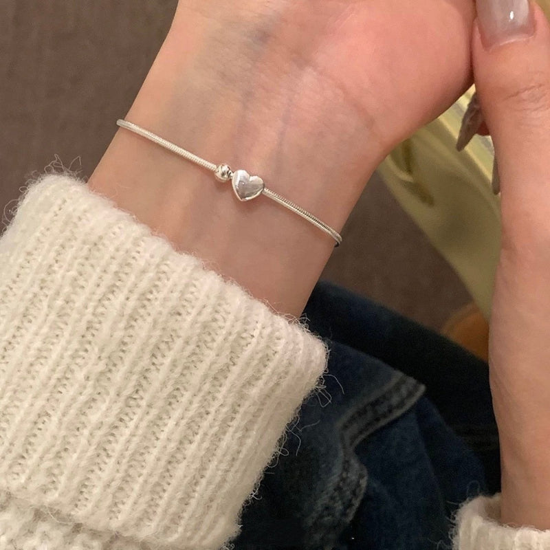 S925  silver heart bracelet simple high-quality jewelry