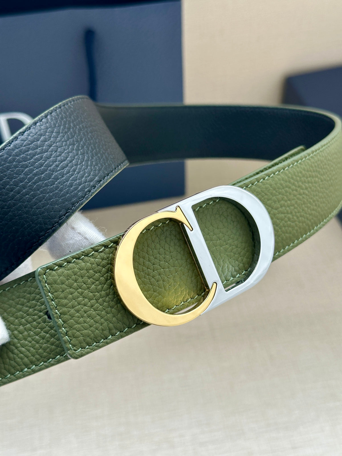 BE3 Men Real Leather Belt 3.5CM with packing