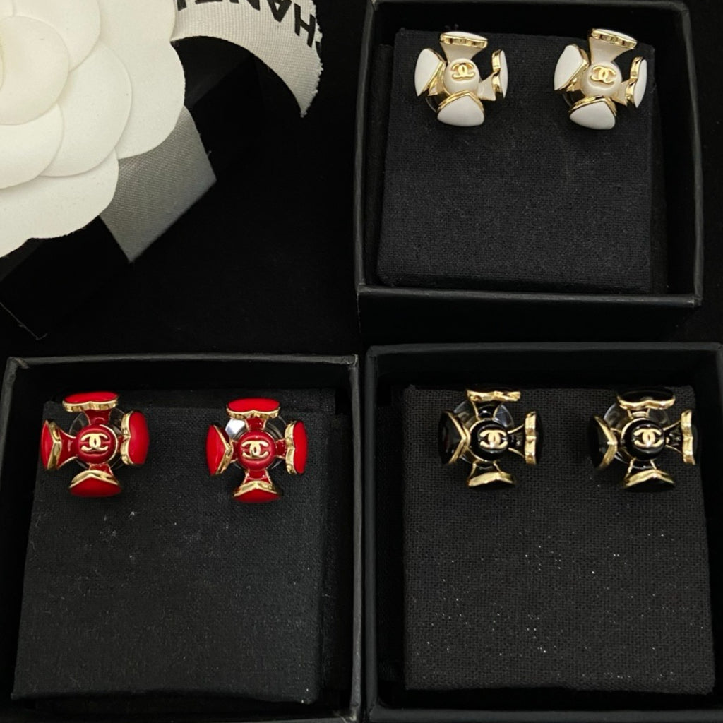 E12 Women gold-plated fashion camellia earrings high-quality jewelry