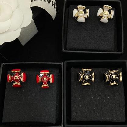 E12 Women gold-plated fashion camellia earrings high-quality jewelry