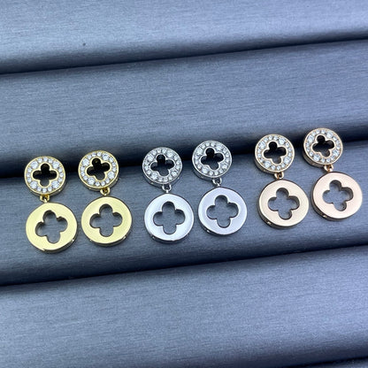 N28  Women gold-plated fashion clover earrings high-quality jewelry