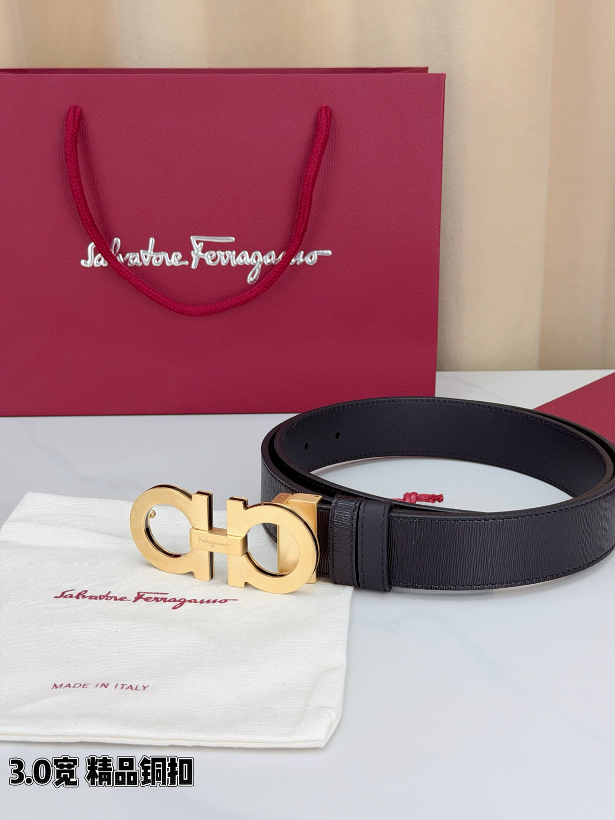 BE13 Real Leather Belt 3.4CM with packing