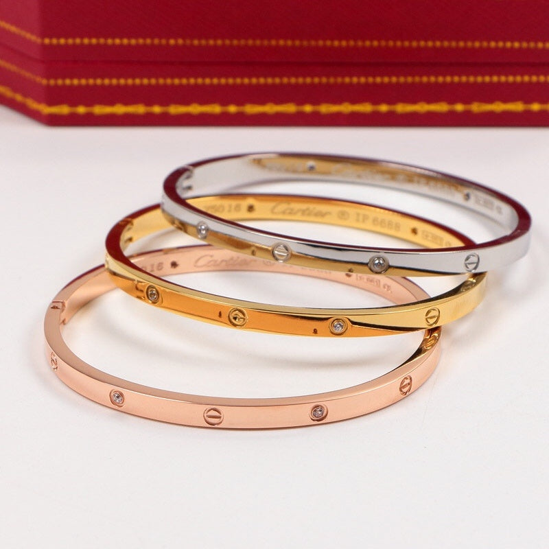 CAB5 Classic Bangle Bracelet 316 Stainless Steel 18K Gold‑Plated Women and Men Jewelry 4mm no screwdriver