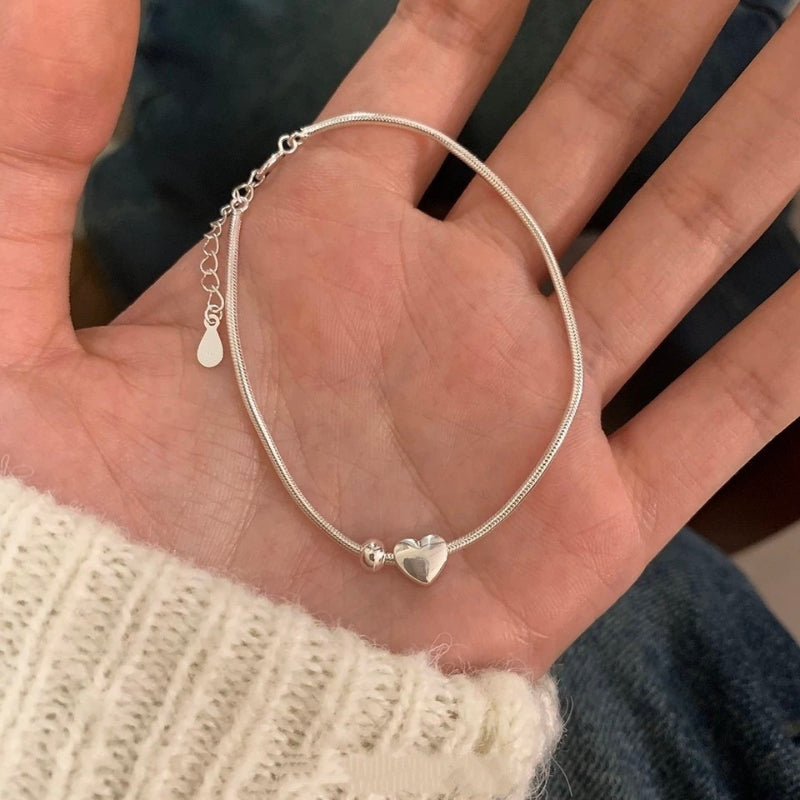 S925  silver heart bracelet simple high-quality jewelry