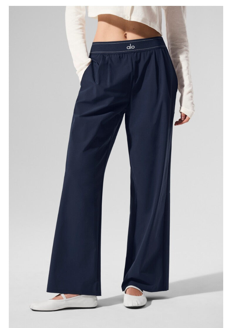 C2 Womens Flowy Woven Stretch Wide‑Leg Yoga Casual Long Pants