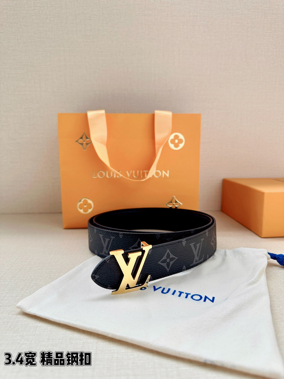 BE10 Real Leather Belt 3.4CM with packing