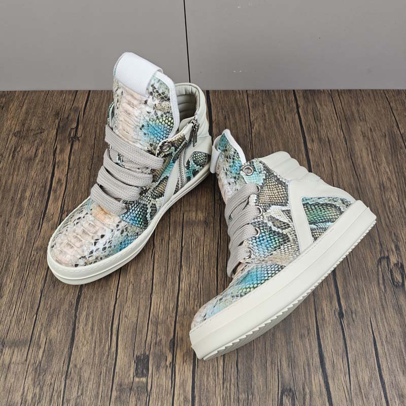 S25 Men's New Arrival Genuine Leather High-top Sneakers Thick Sole Height Increasing Fashion Ankle Boots