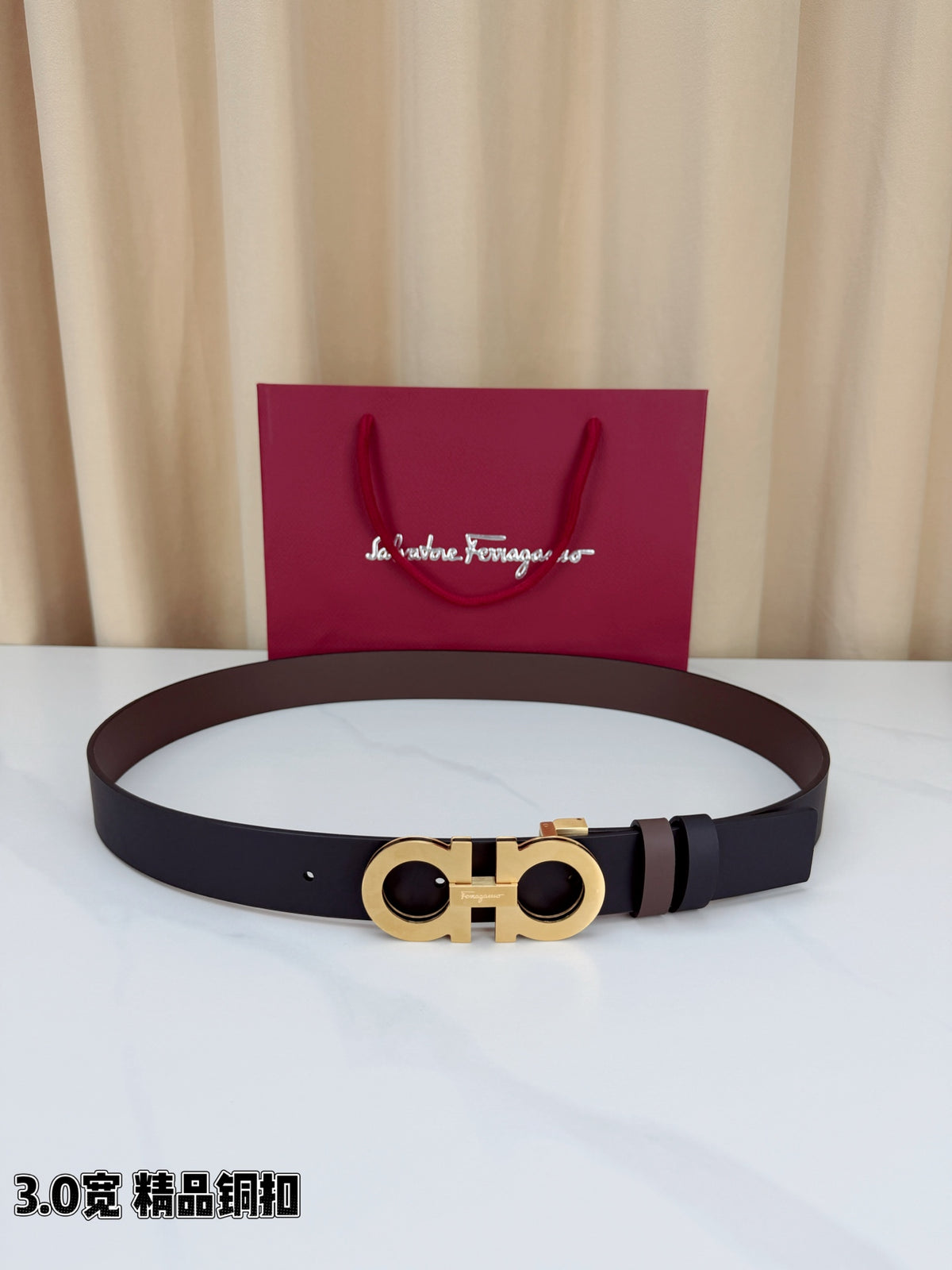 BE13 Real Leather Belt 3.4CM with packing