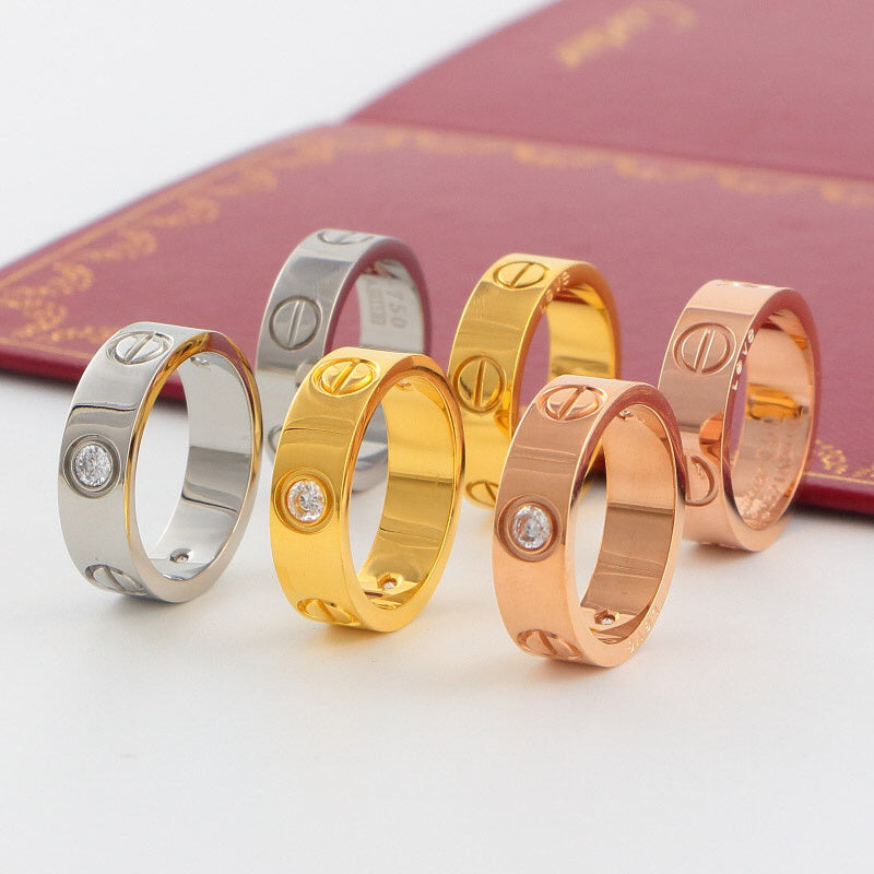 CAR4 Classic Love Ring 316 Stainless Steel 18K Gold‑Plated Unisex Fashion Jewelry for Men Women
