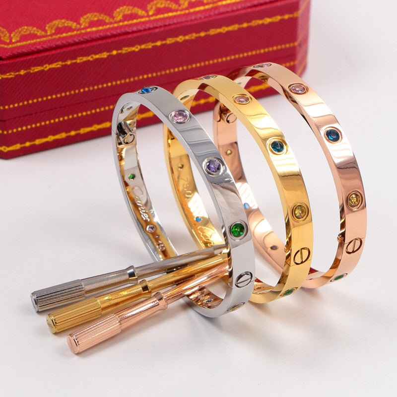 B37 Classic Bangle Bracelet with Screwdriver 316 Stainless Steel 18K Gold‑Plated Women and Men Jewelry