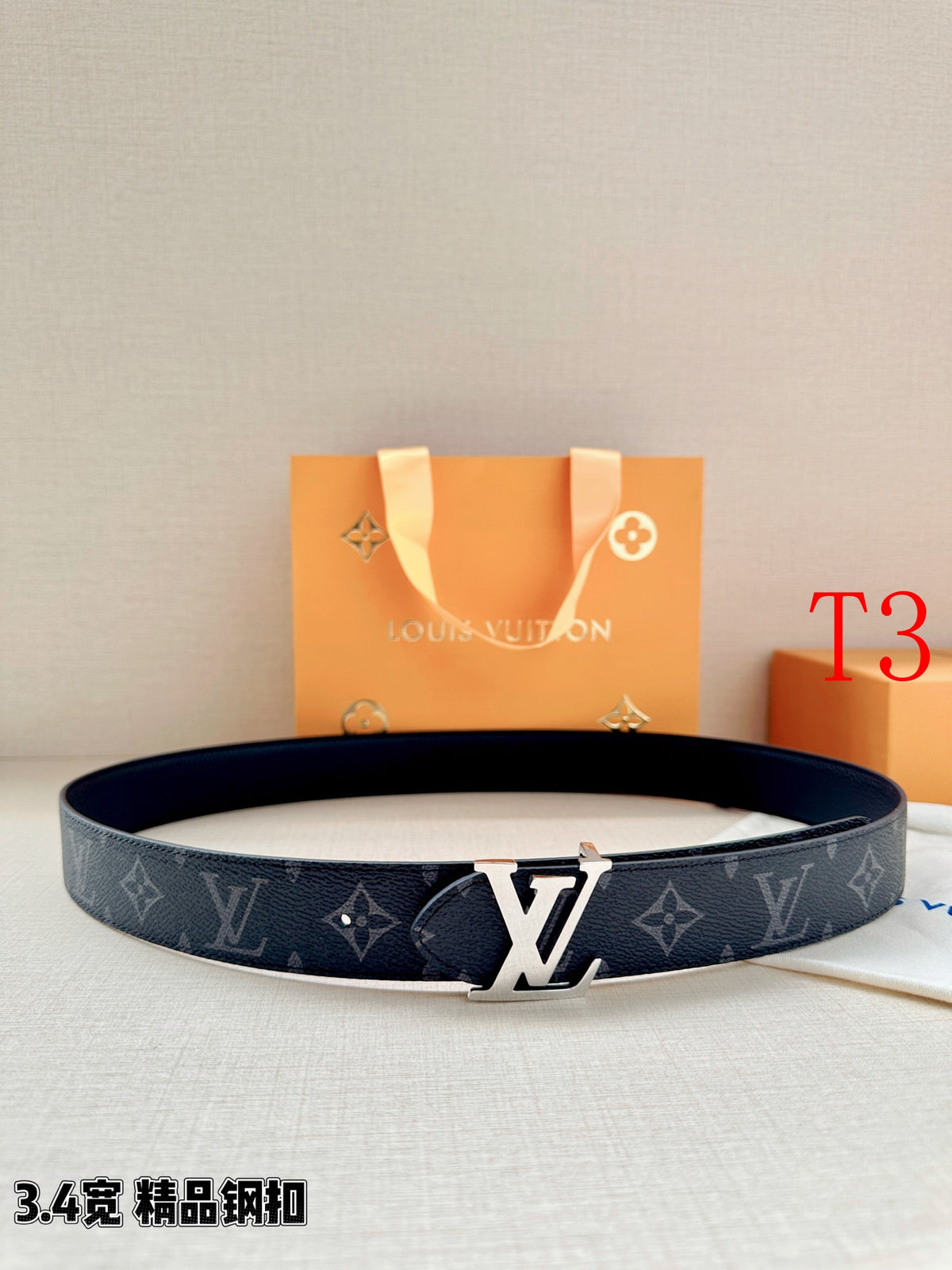 BE10 Real Leather Belt 3.4CM with packing