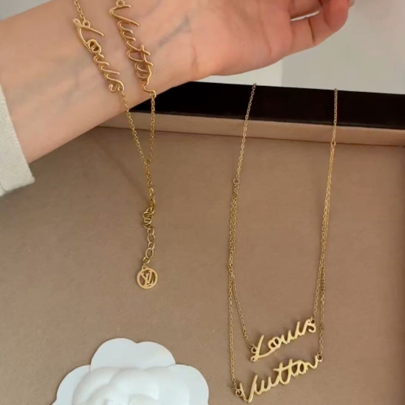 LS240 Fashion women's bracelet necklace set letter jewelry