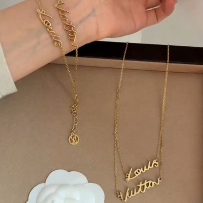 LS240 Fashion women's bracelet necklace set letter jewelry