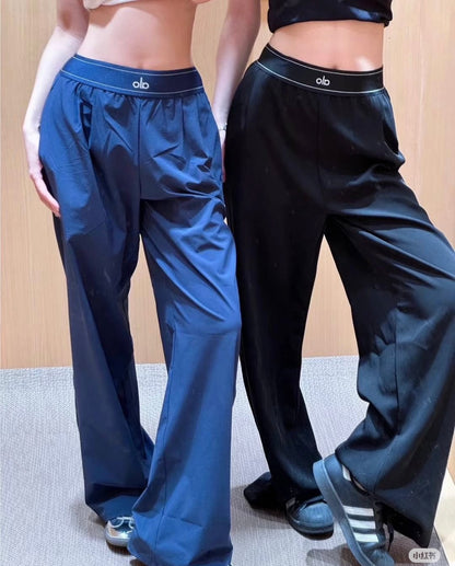 C2 Womens Flowy Woven Stretch Wide‑Leg Yoga Casual Long Pants