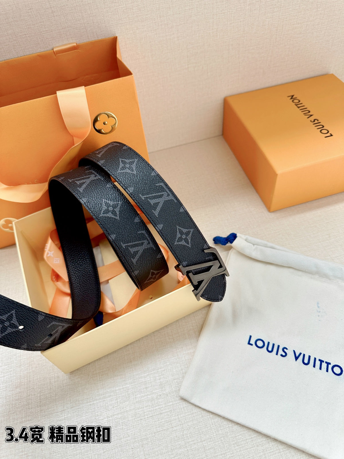 BE10 Real Leather Belt 3.4CM with packing