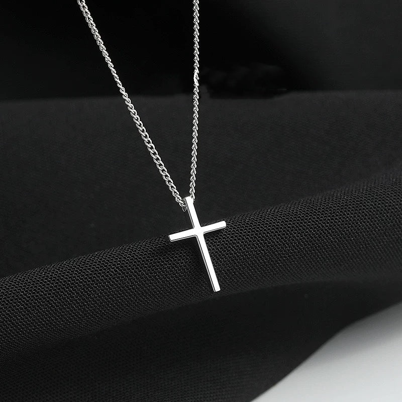 Cross necklace women S925 pure silver simple and fashionable jewelry