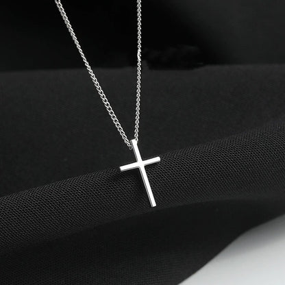 Cross necklace women S925 pure silver simple and fashionable jewelry