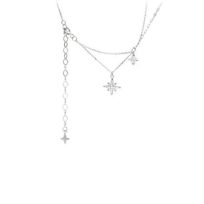 925 sterling silver necklace with simple temperament, tassel double layered collarbone chain, women's jewelry