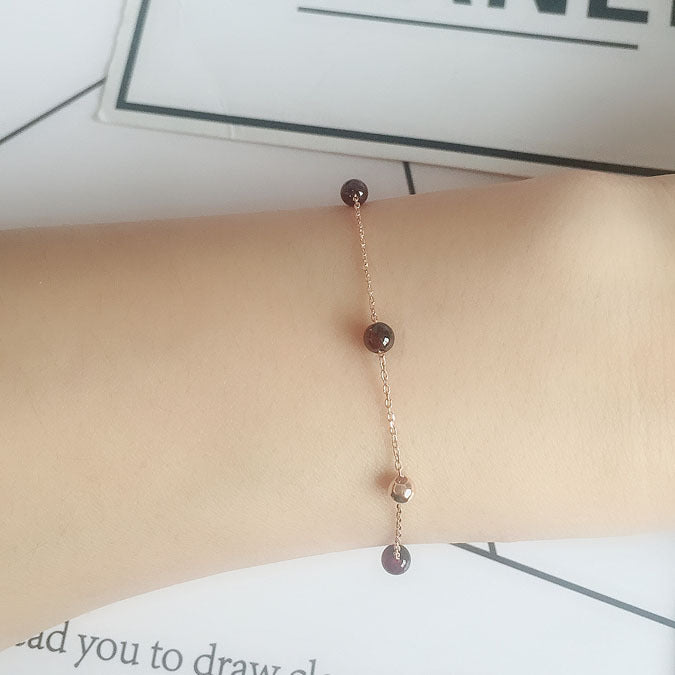 S925 Sterling Silver Red Garnet Bracelet for Women, Unique Forest Style, Minimalist Sweet Fresh Jewelry