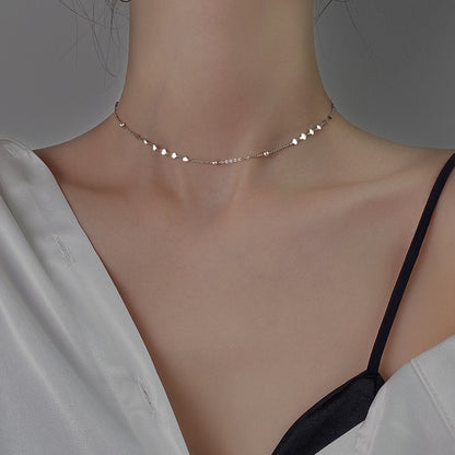 S925 sterling silver shiny collarbone chain women's short geometric necklace jewelry
