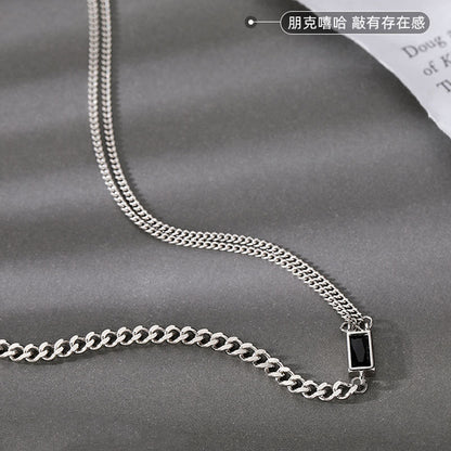 S925 silver square brand retro necklace collarbone chain women's jewelry