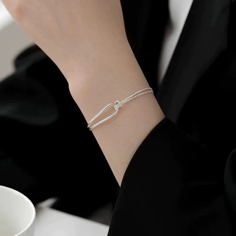 S925 sterling silver patchwork bracelet fashion jewelry