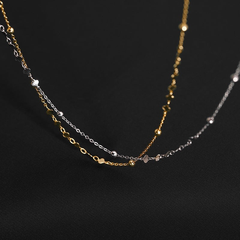 S925 sterling silver shiny collarbone chain women's short geometric necklace jewelry
