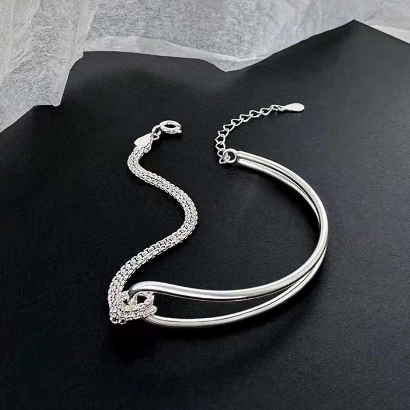 S925 sterling silver patchwork bracelet fashion jewelry