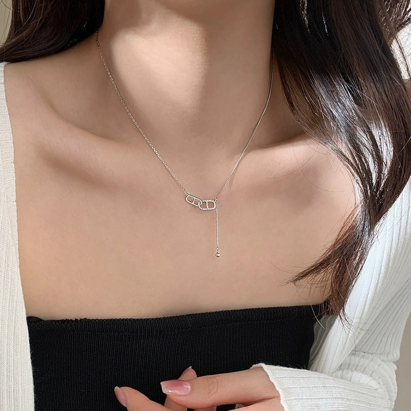 Necklace Women S925 Pure Silver Light Luxury Charm Versatile Jewelry